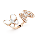18K Two Butterfly Between the Finger Pearl Ring