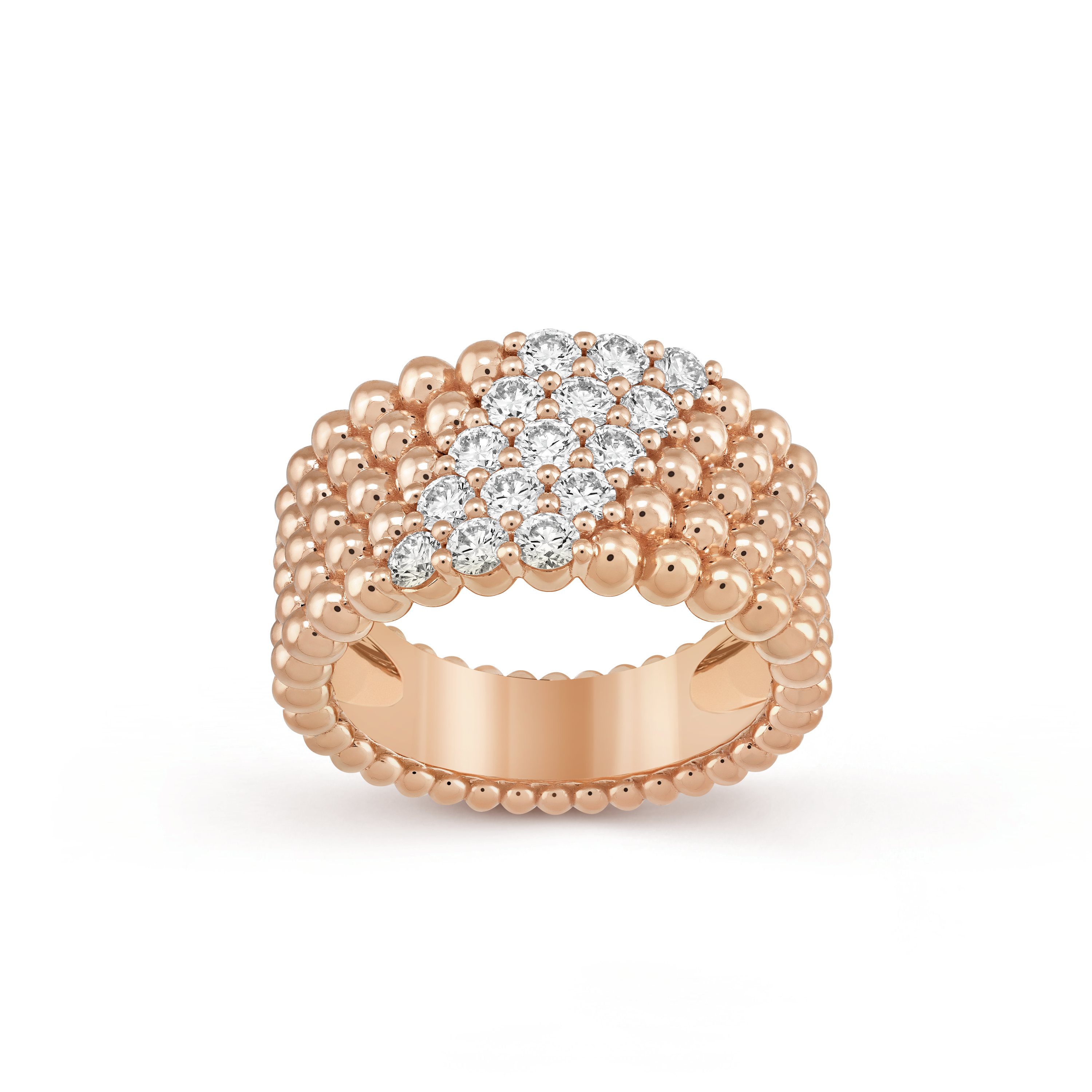 18K Perlée Diamonds Five Rows Ring