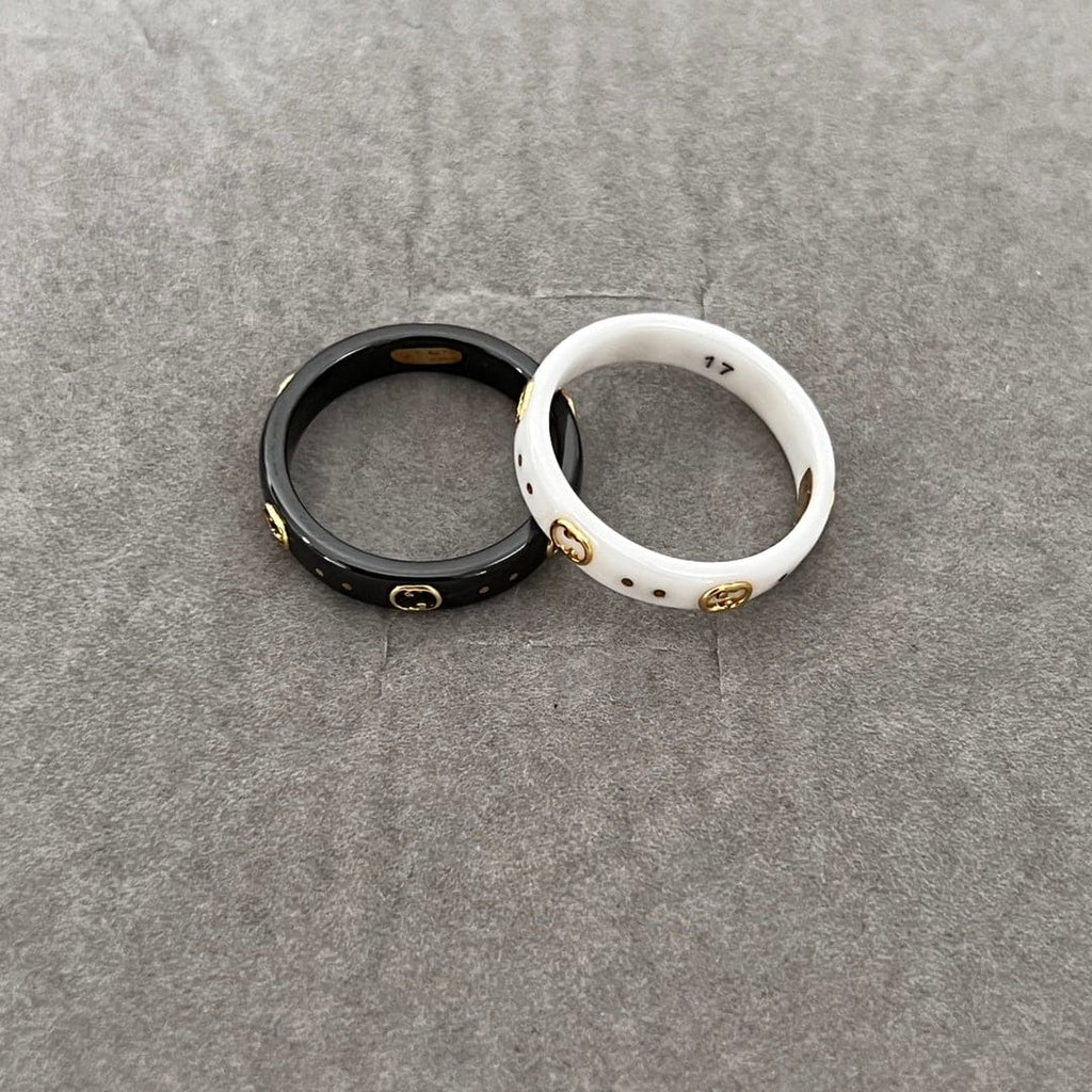 18K GG Icon Black Corundum Ring