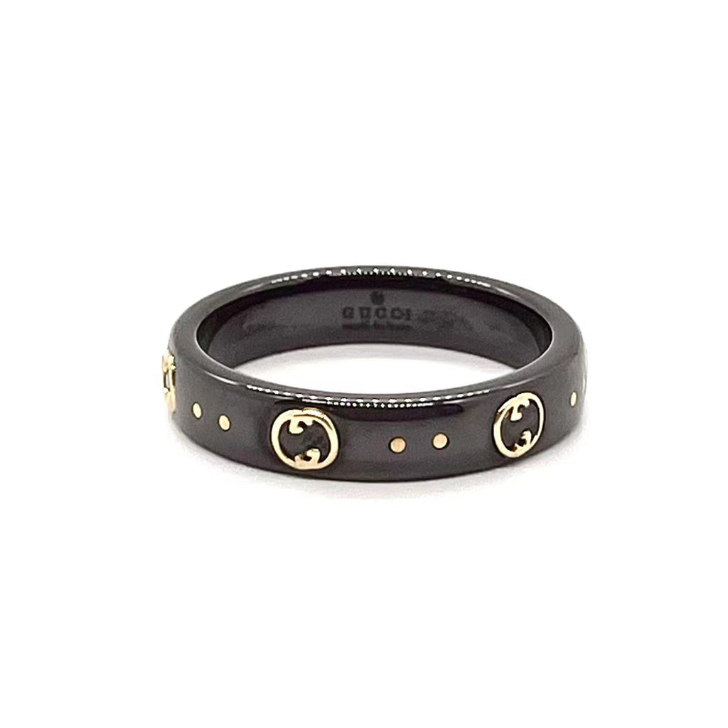 18K GG Icon Black Corundum Ring