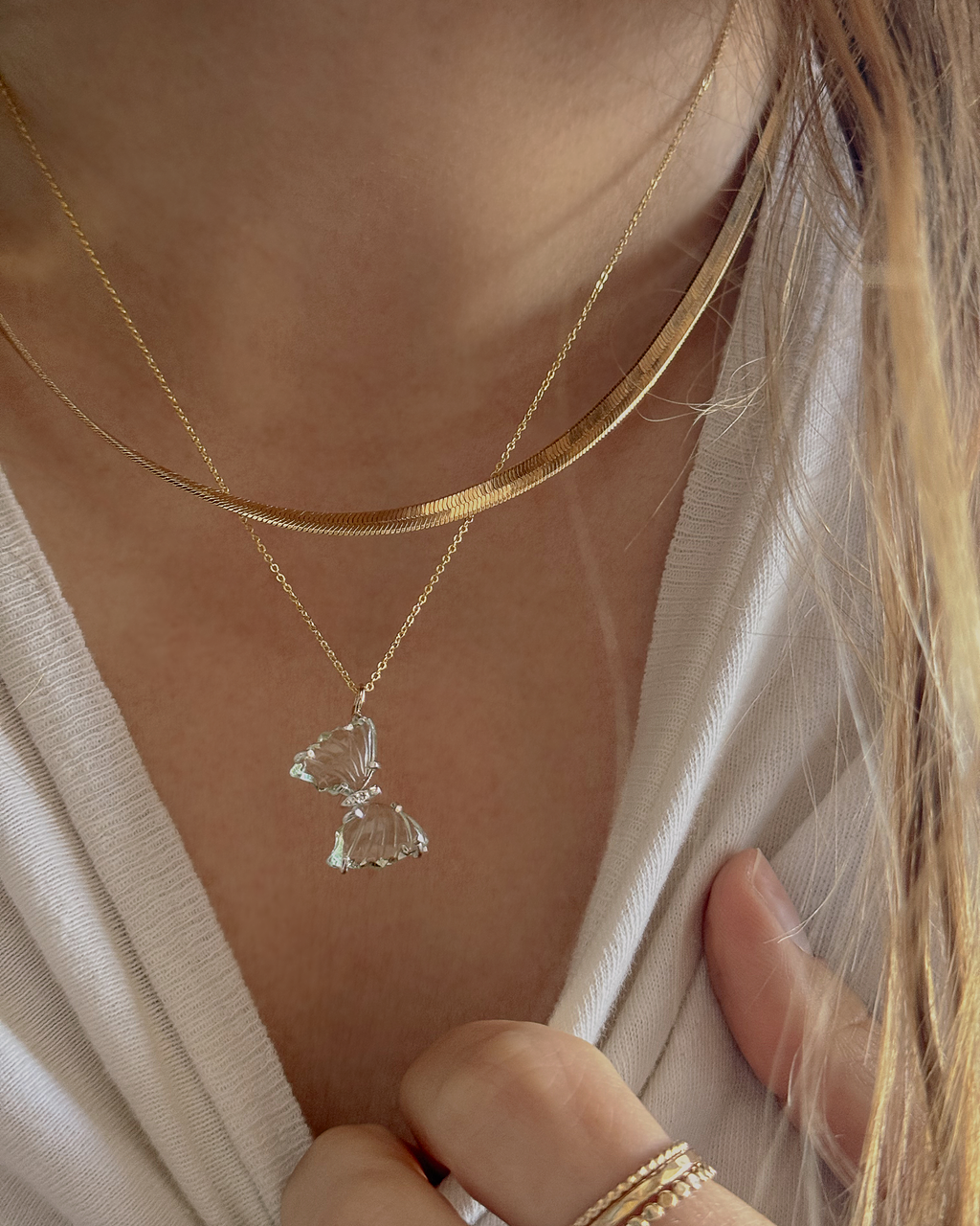 Green Amethyst Butterfly Necklace