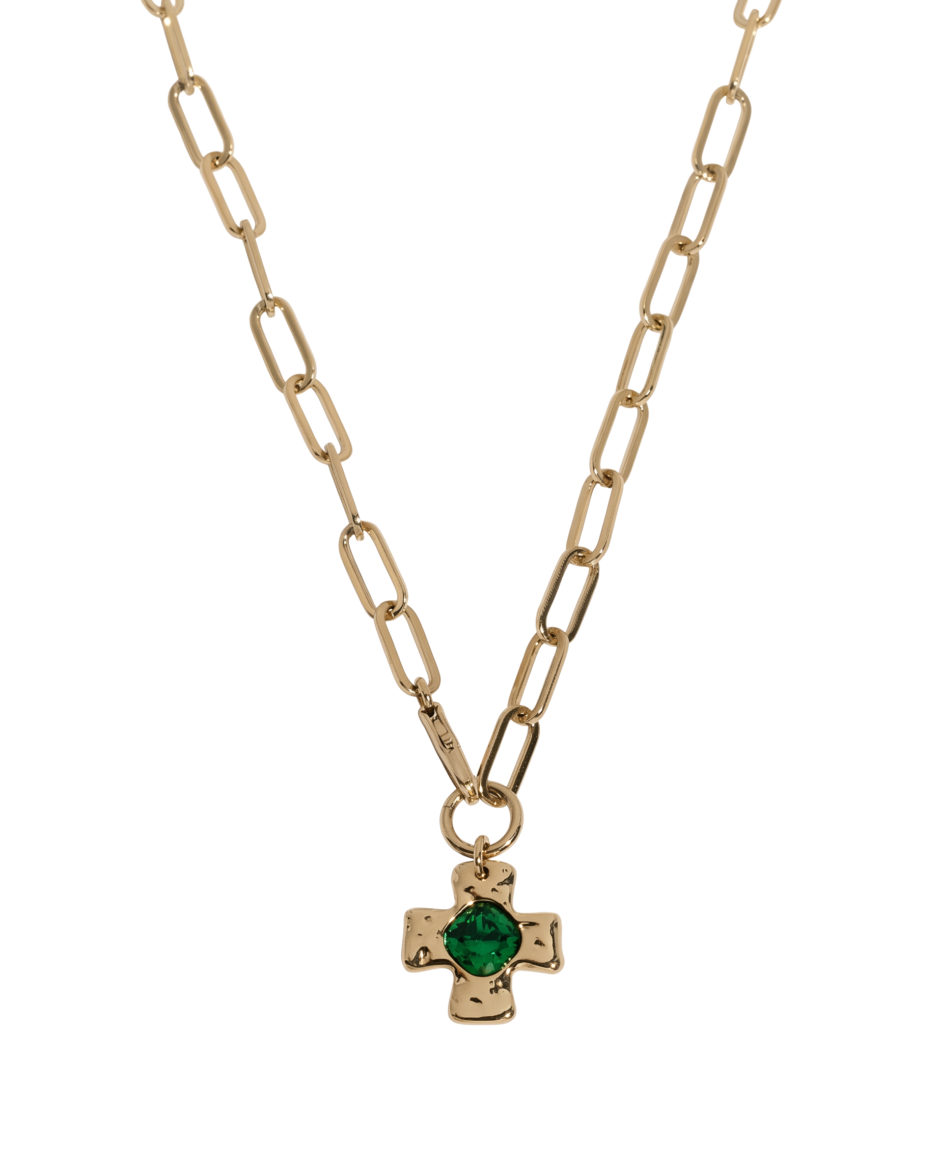Chunky Cross Chain - Emerald Green