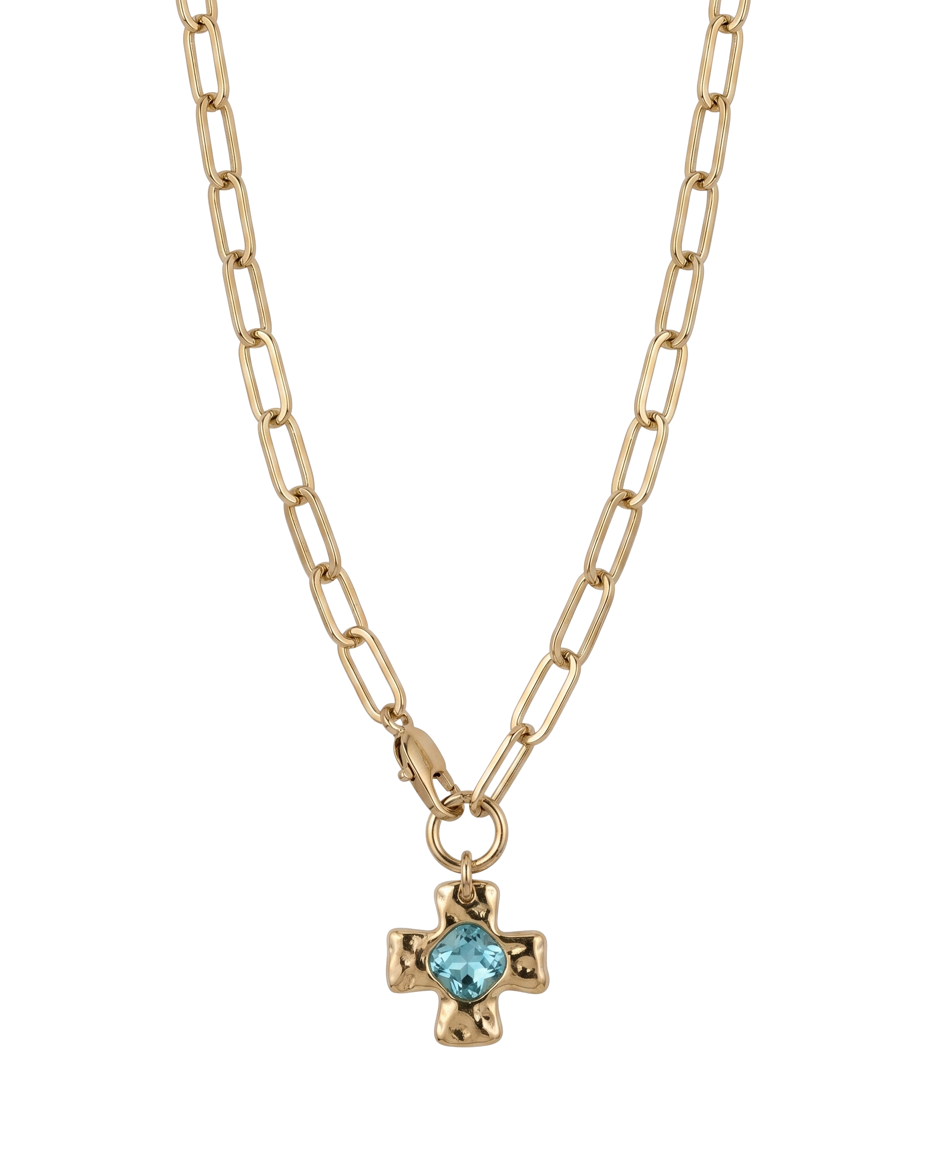 Chunky Cross Chain - Aqua Blue