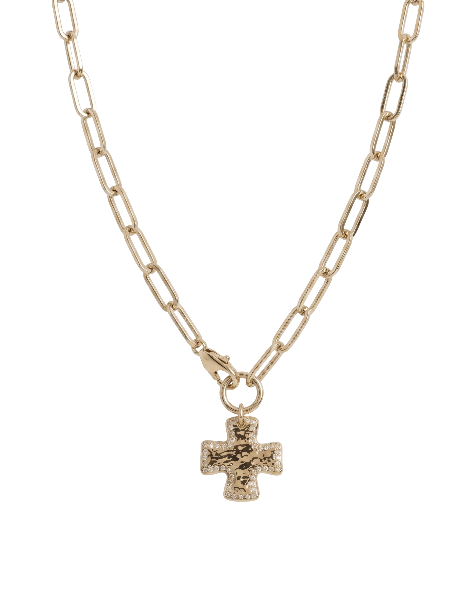 Chunky Cross Chain Necklace - Crystal Edge