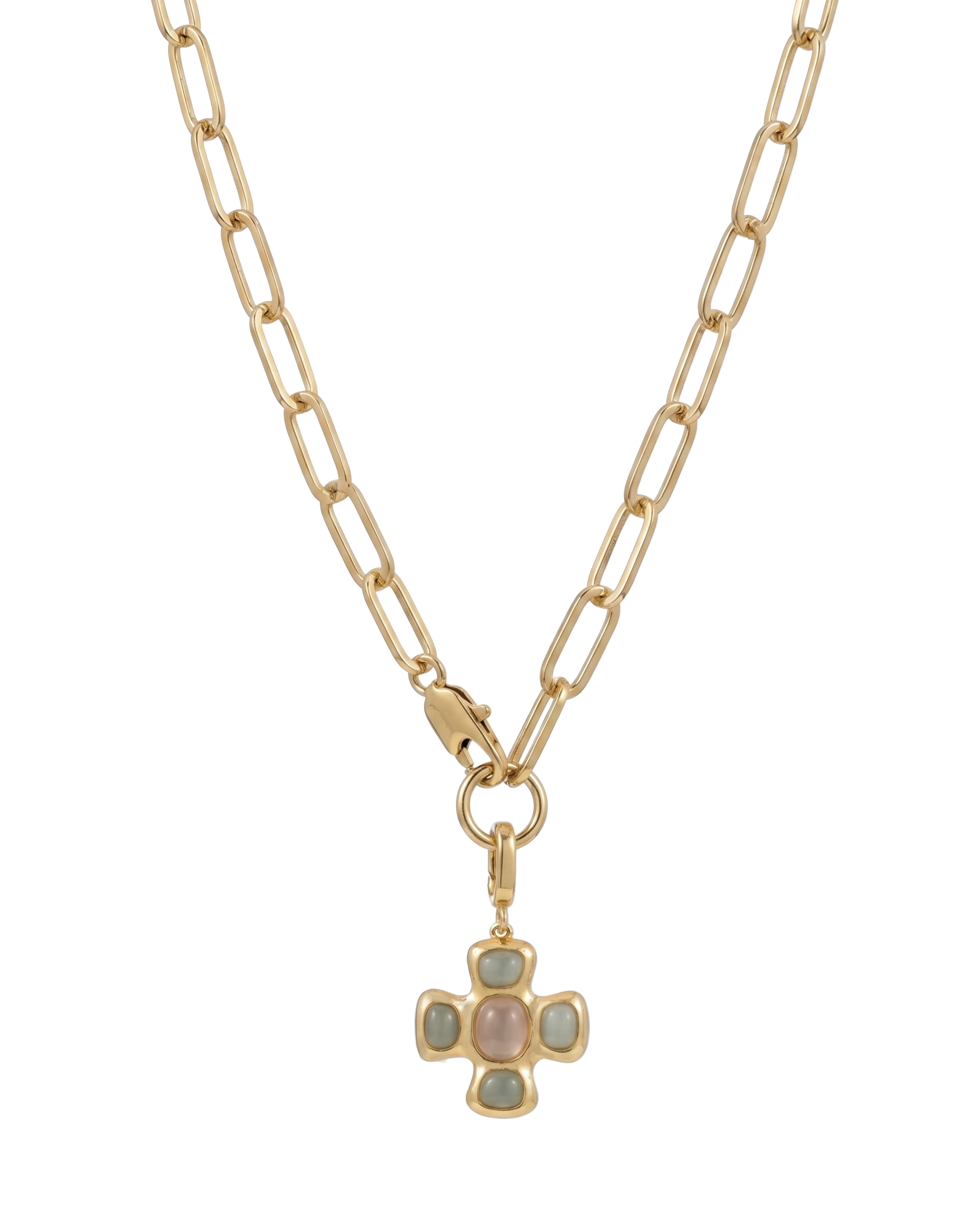 Chunky Cross Chain Necklace - Stone Edition