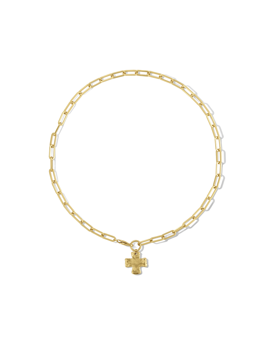 Chunky Cross Chain Necklace - Solid Gold