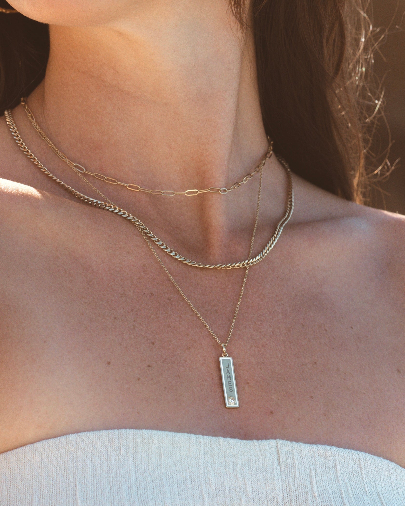 Enamel Bar Necklace - Black