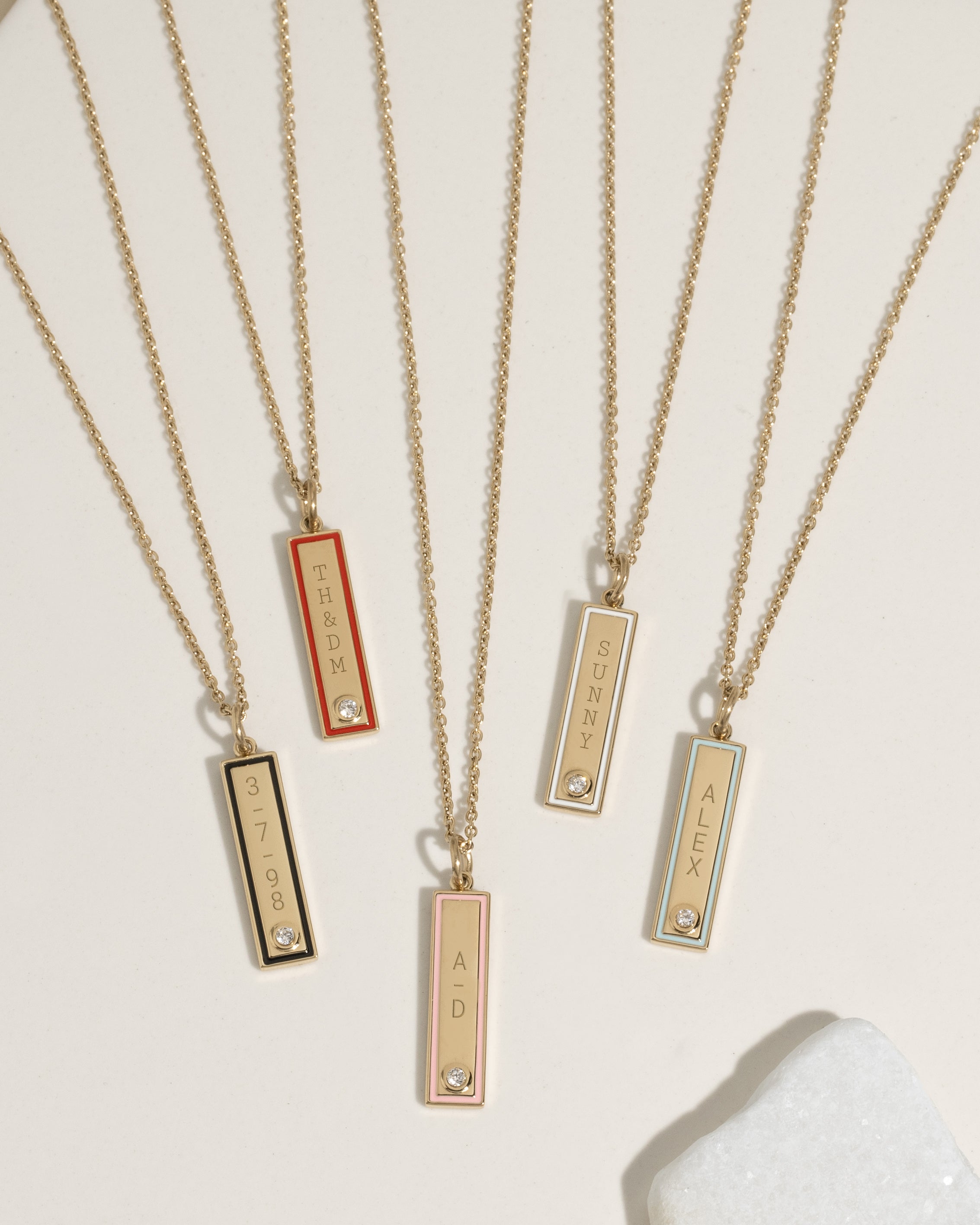 Enamel Bar Necklace - Black