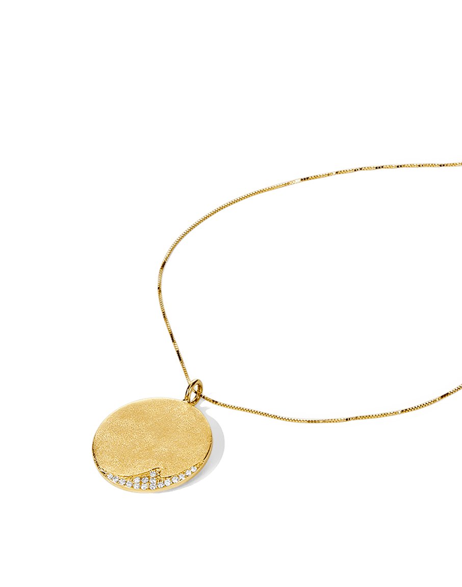 Diamond Wave Coin Necklace