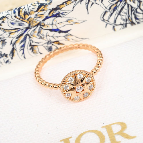 18K CD Compass Diamond Gold Ring